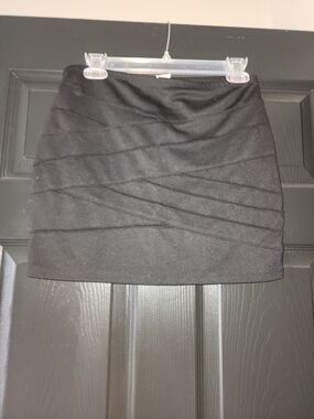 Wet Seal Black Mini Skirt with Diagonal Banding